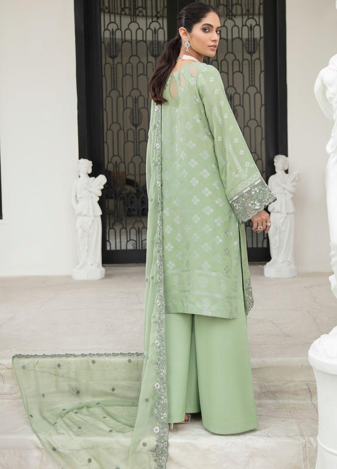 Iznik Embroidered Lawn Suits Unstitched 3 Piece IZ21EF 10 Mint Green - Festive Collection