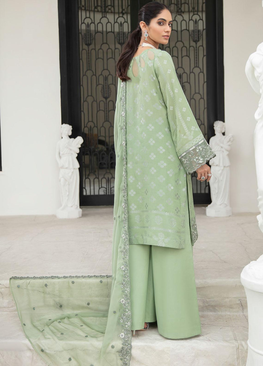 Iznik Embroidered Lawn Suits Unstitched 3 Piece IZ21EF 10 Mint Green - Festive Collection