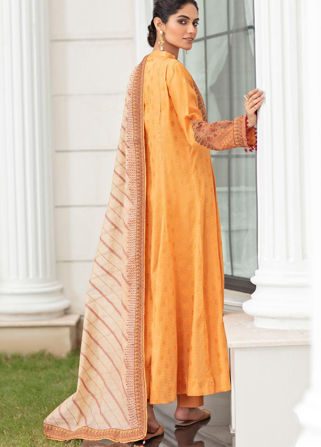 Iznik Embroidered Lawn Suits Unstitched 3 Piece IZ21EF 11 Striking Orange - Festive Collection