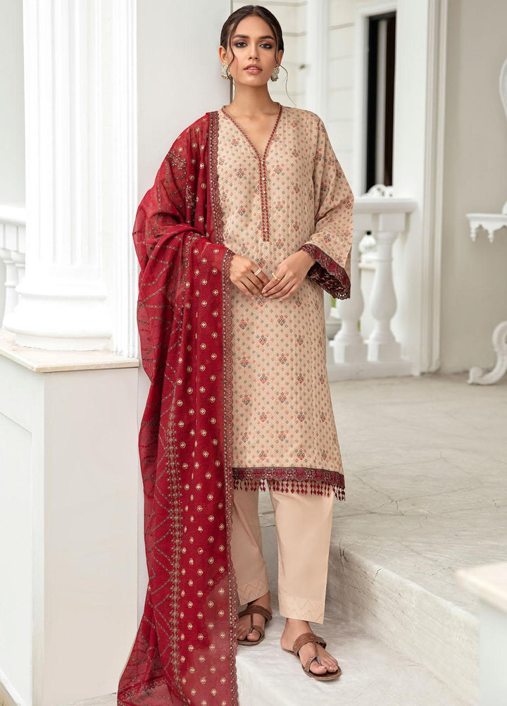 Iznik Embroidered Lawn Suits Unstitched 3 Piece IZ21EF 14 Cozy Cream - Festive Collection