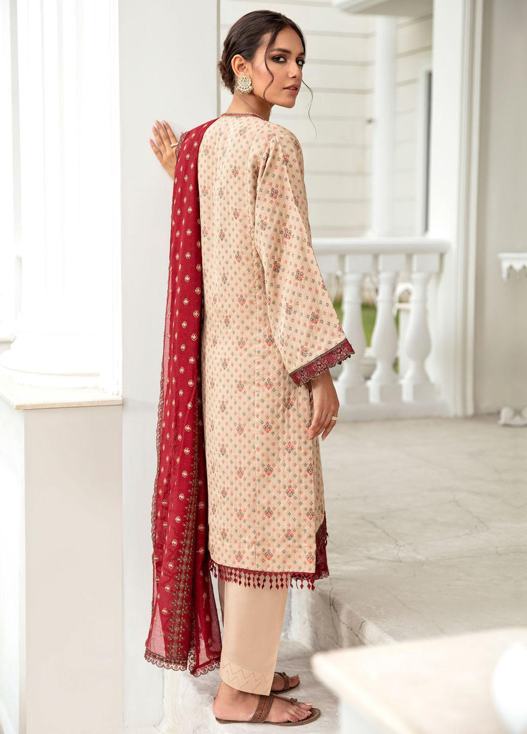 Iznik Embroidered Lawn Suits Unstitched 3 Piece IZ21EF 14 Cozy Cream - Festive Collection