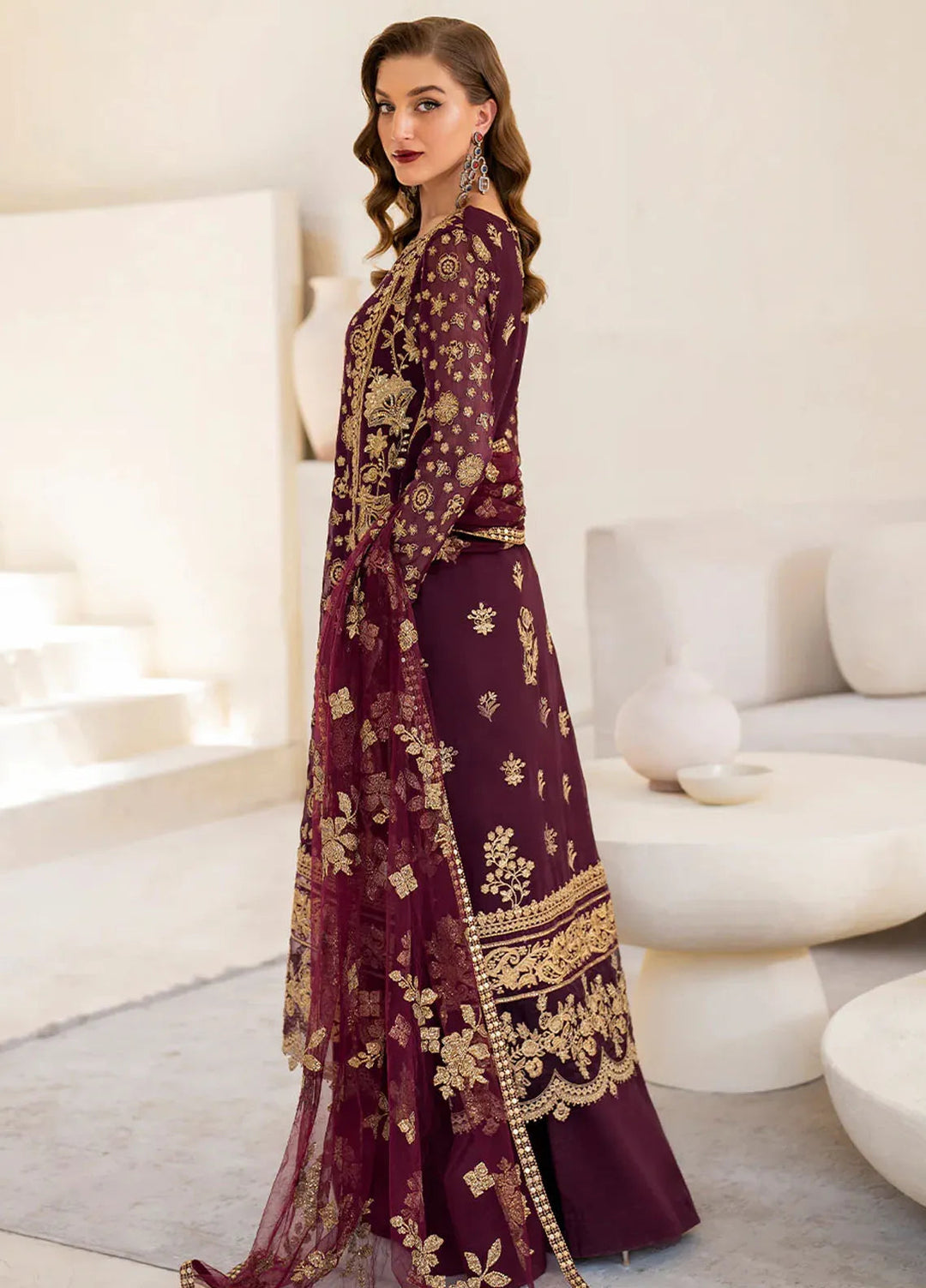 Iznik Embroidered Chiffon Suits Unstitched 3 Piece IZ24CC CC-42 - Luxury Collection