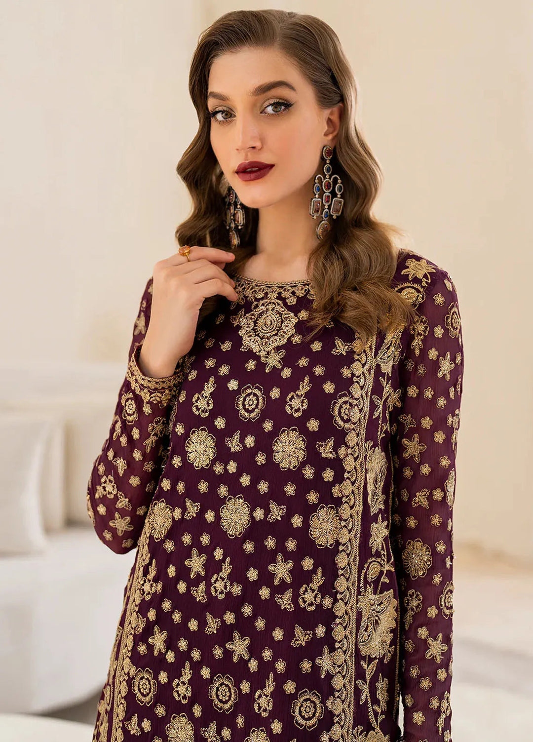 Iznik Embroidered Chiffon Suits Unstitched 3 Piece IZ24CC CC-42 - Luxury Collection