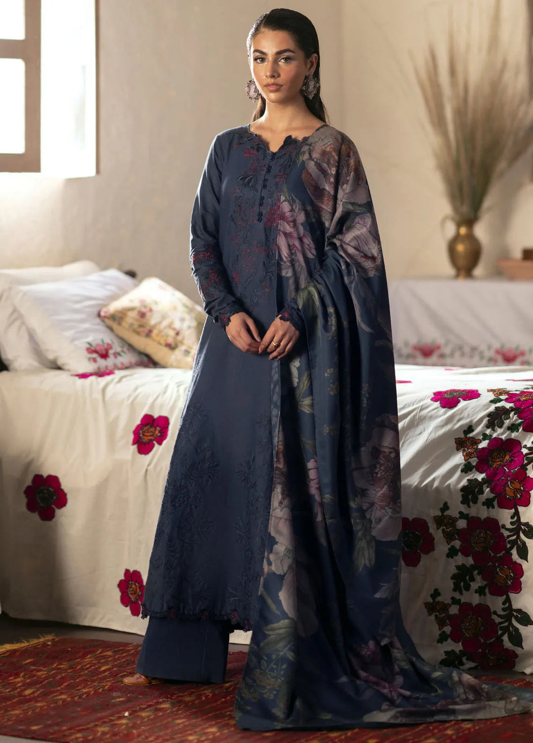 Iznik Embroidered Khaddar Suit Unstitched 3 Piece IZ24PW IPK-10 - Winter Collection