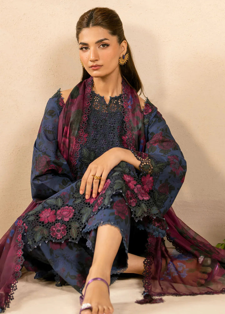 Iznik Embroidered Lawn Suit Unstitched 3 Piece IZ25FE EFL-12 - Summer Collection