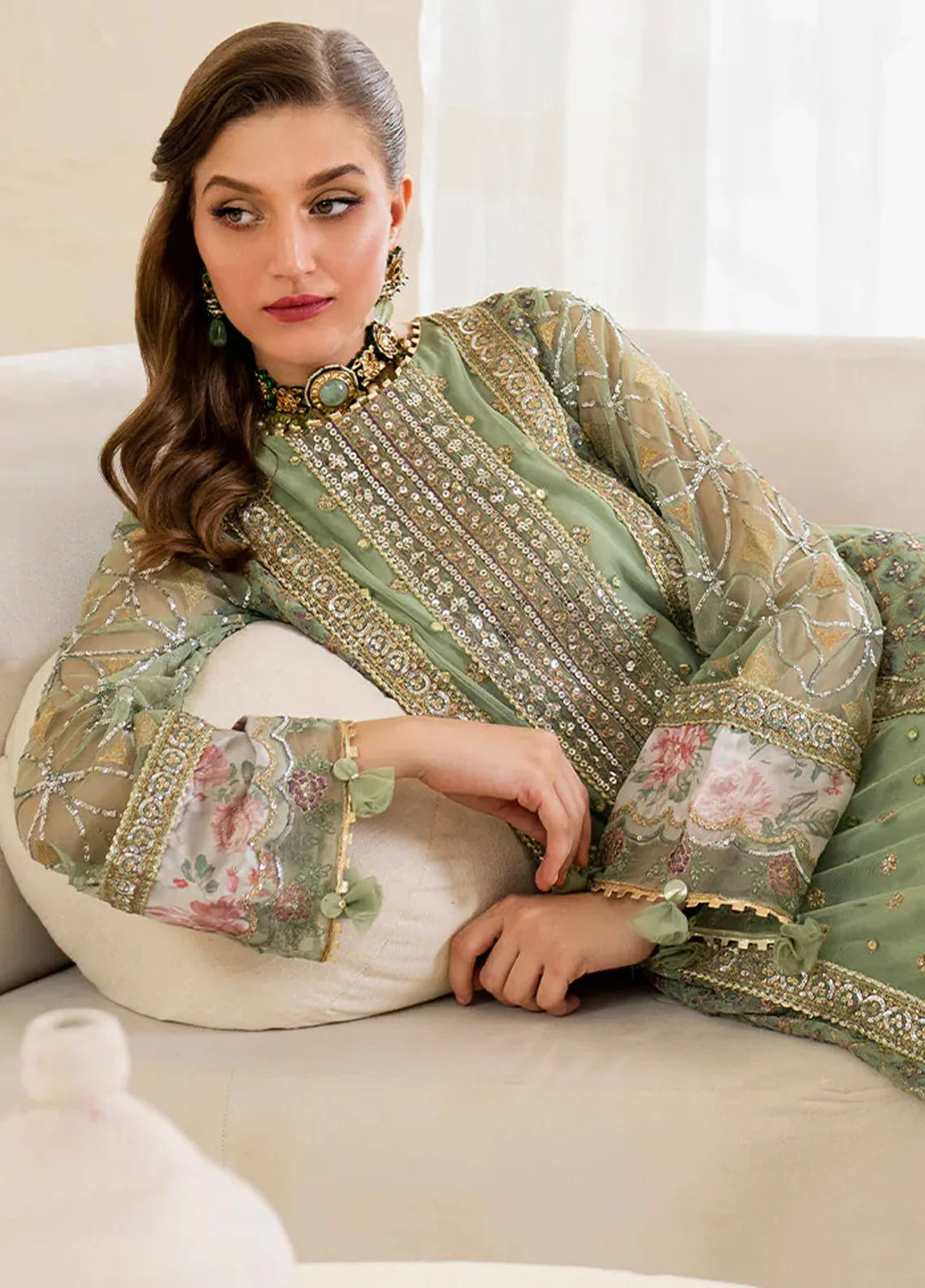 Iznik Embroidered Net Suits Unstitched 3 Piece IZ24CC CC-41 - Luxury Collection