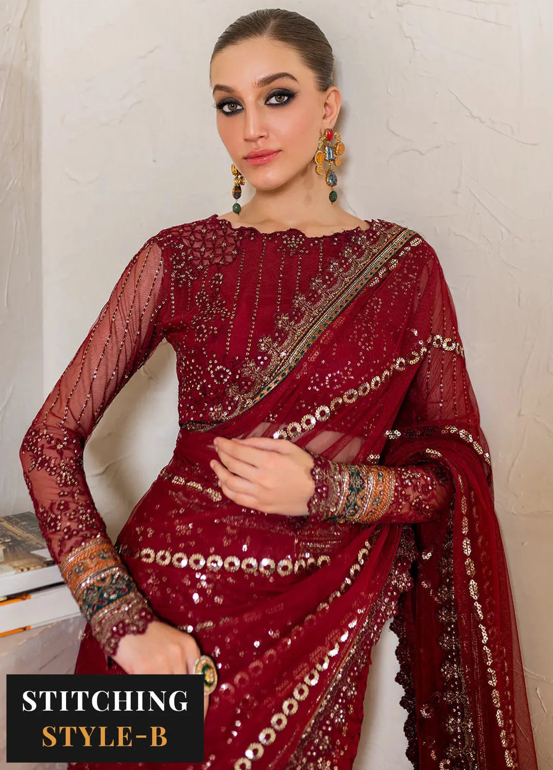 Iznik Embroidered Net Suits Unstitched 3 Piece IZ24CC CC-49 - Luxury Collection