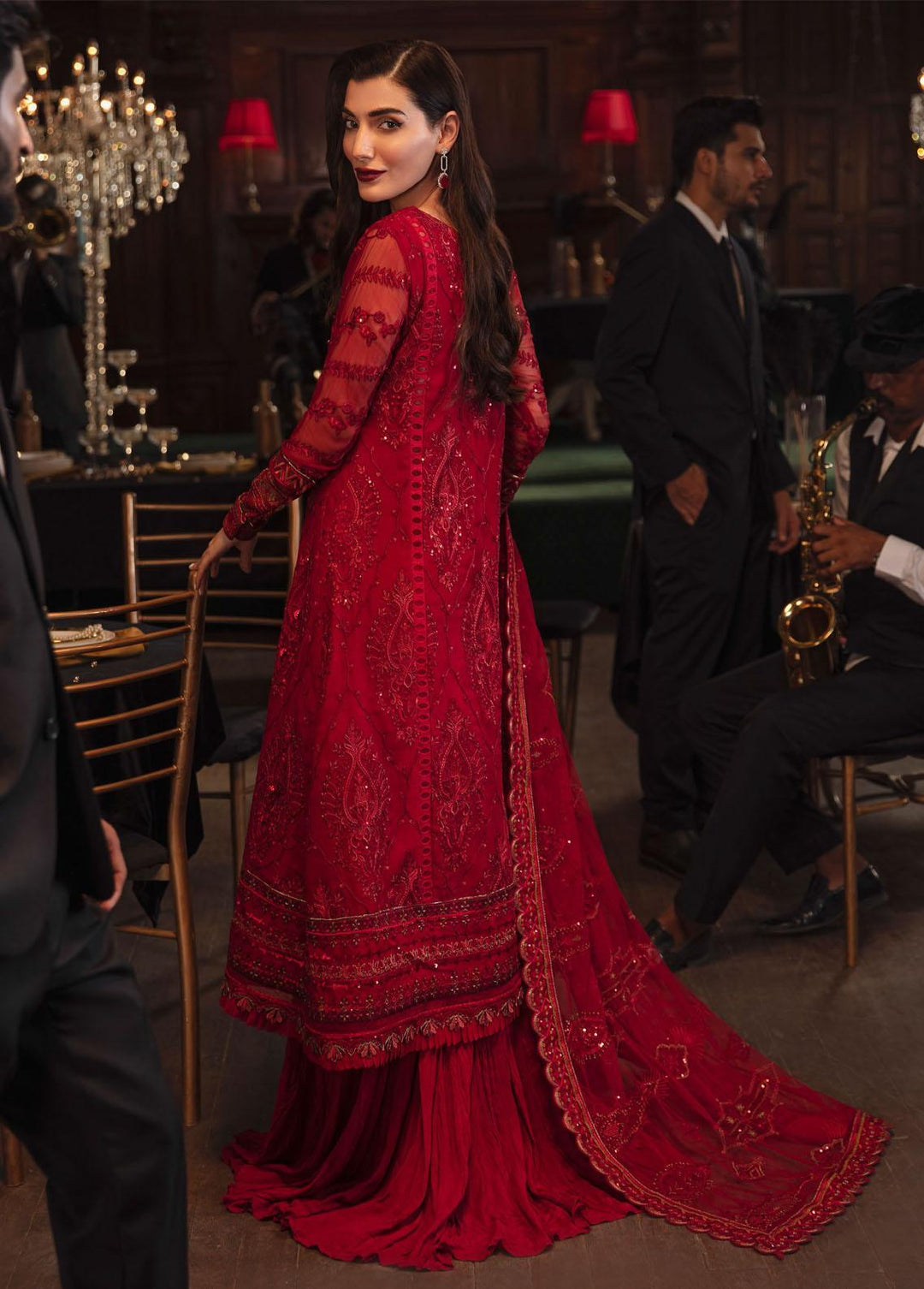 La Royale By Iznik Embroidered Chiffon Suits Unstitched 3 Piece IZ22R IRC-01 Salsa - Luxury Collection