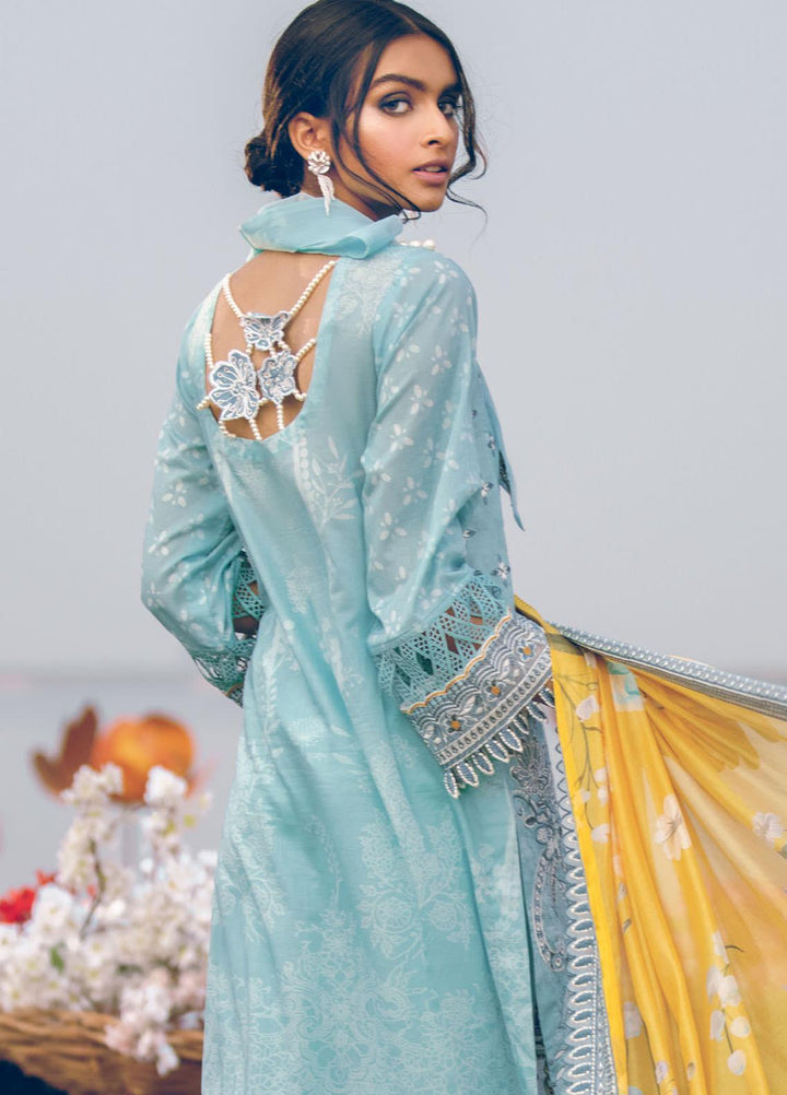 Iznik Embroidered Lawn Suits Unstitched 3 Piece IZ21L 02 Marine - Luxury Collection