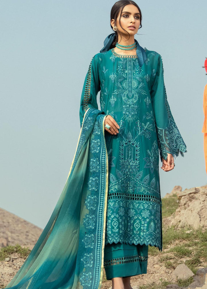 Iznik Embroidered Lawn Suits Unstitched 3 Piece IZ21L 07 Neptune - Luxury Collection