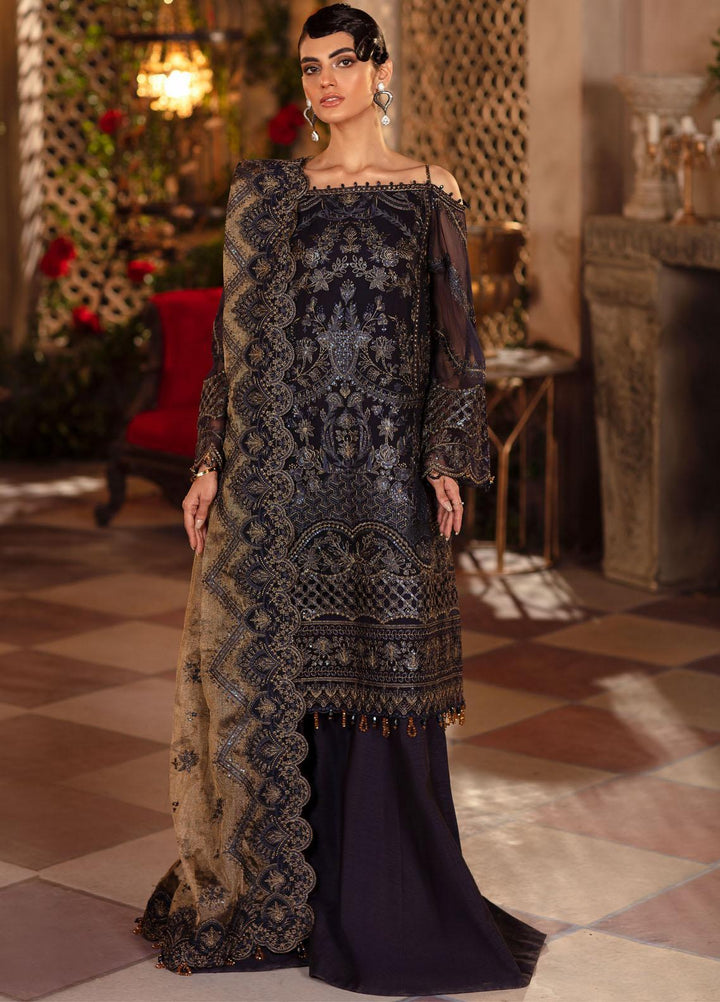 Iznik Embroidered Chiffon Suits Unstitched 3 Piece IZ21M IMC-05 BLUE BLOOD - Luxury Formals Collection