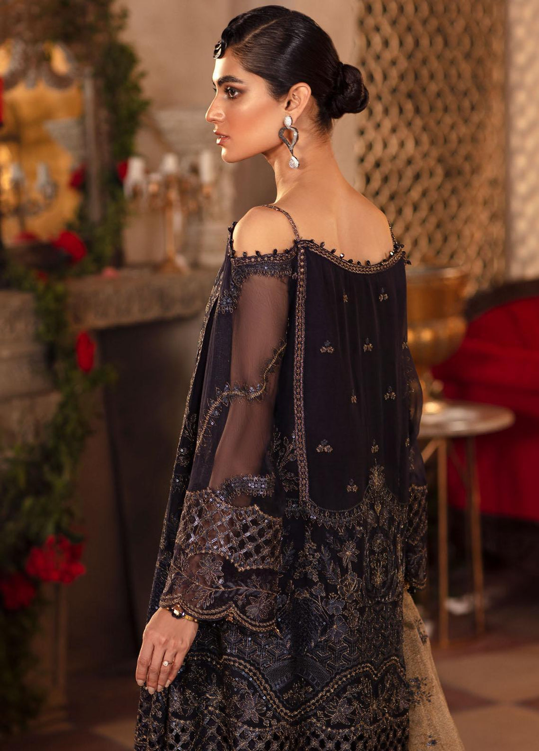 Iznik Embroidered Chiffon Suits Unstitched 3 Piece IZ21M IMC-05 BLUE BLOOD - Luxury Formals Collection