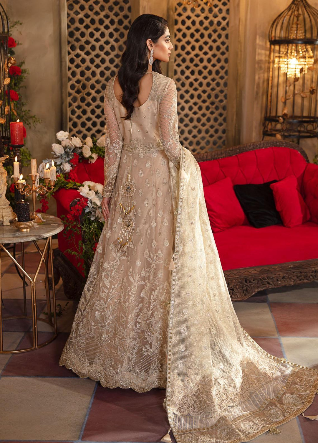 Iznik Embroidered Net Suits Unstitched 3 Piece IZ21M IMC-06 CANDLE LIGHT - Luxury Formals Collection