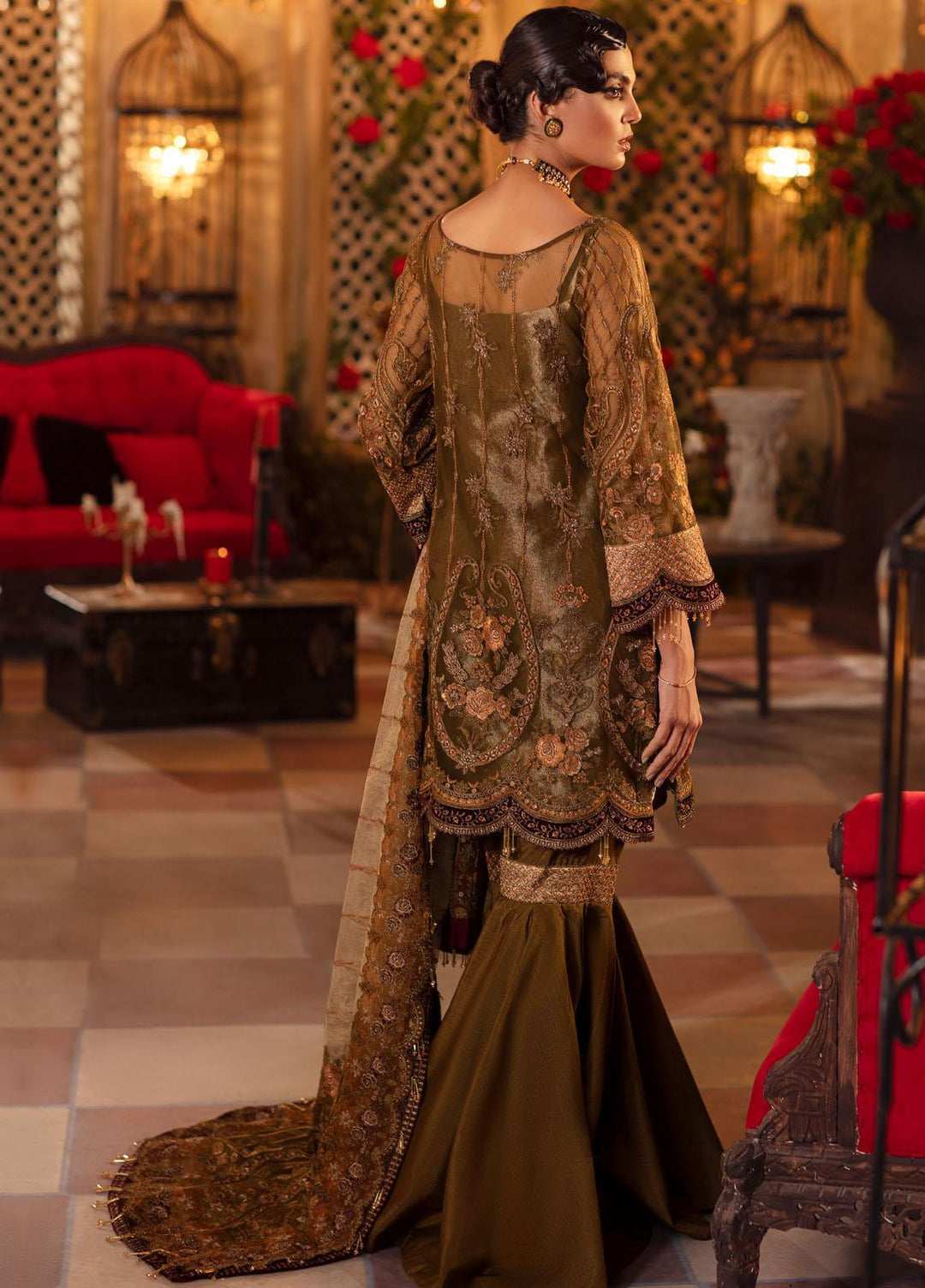 Iznik Embroidered Net Suits Unstitched 3 Piece IZ21M IMC-07 GOLDEN DAYS - Luxury Formals Collection