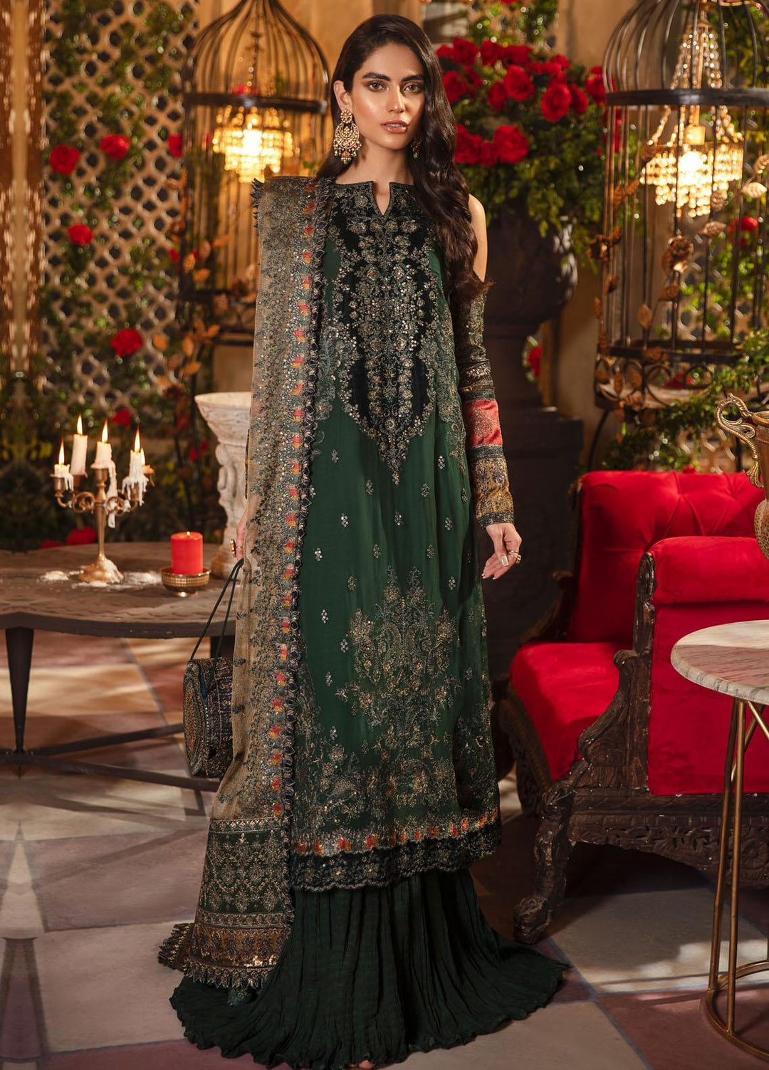 Iznik Embroidered Chiffon Suits Unstitched 3 Piece IZ21M IMC-08 SERENITY - Luxury Formals Collection