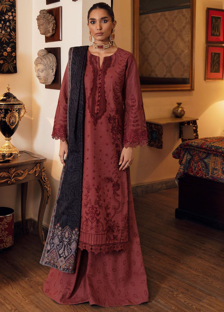 Relic By Iznik Embroidered Khaddar Suits Unstitched 3 Piece IZ21R IPW-03 Rosewood - Winter Collection