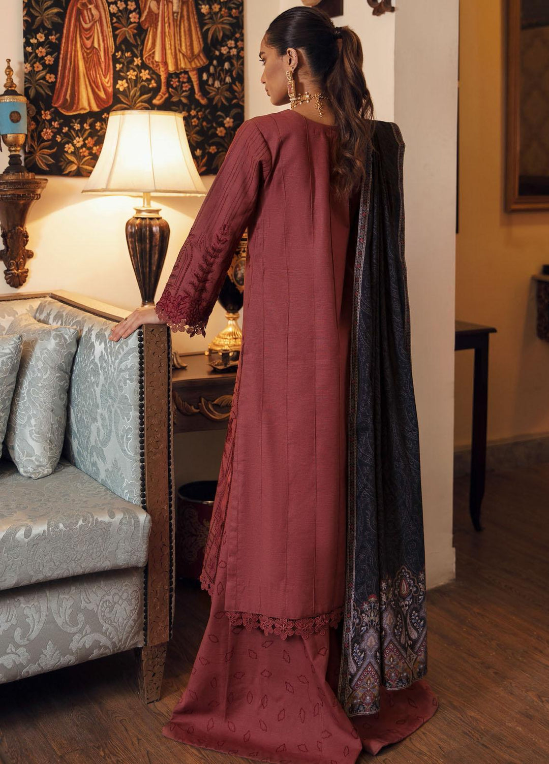 Relic By Iznik Embroidered Khaddar Suits Unstitched 3 Piece IZ21R IPW-03 Rosewood - Winter Collection