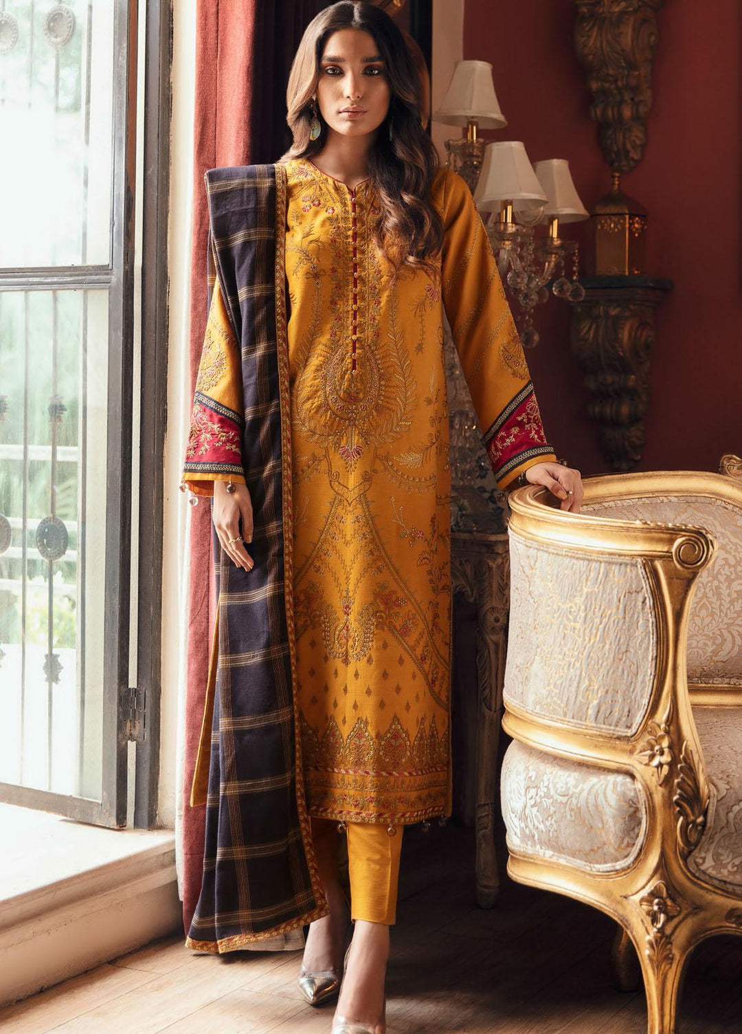 Relic By Iznik Embroidered Khaddar Suits Unstitched 3 Piece IZ21R IPW-12 Ormolu - Winter Collection