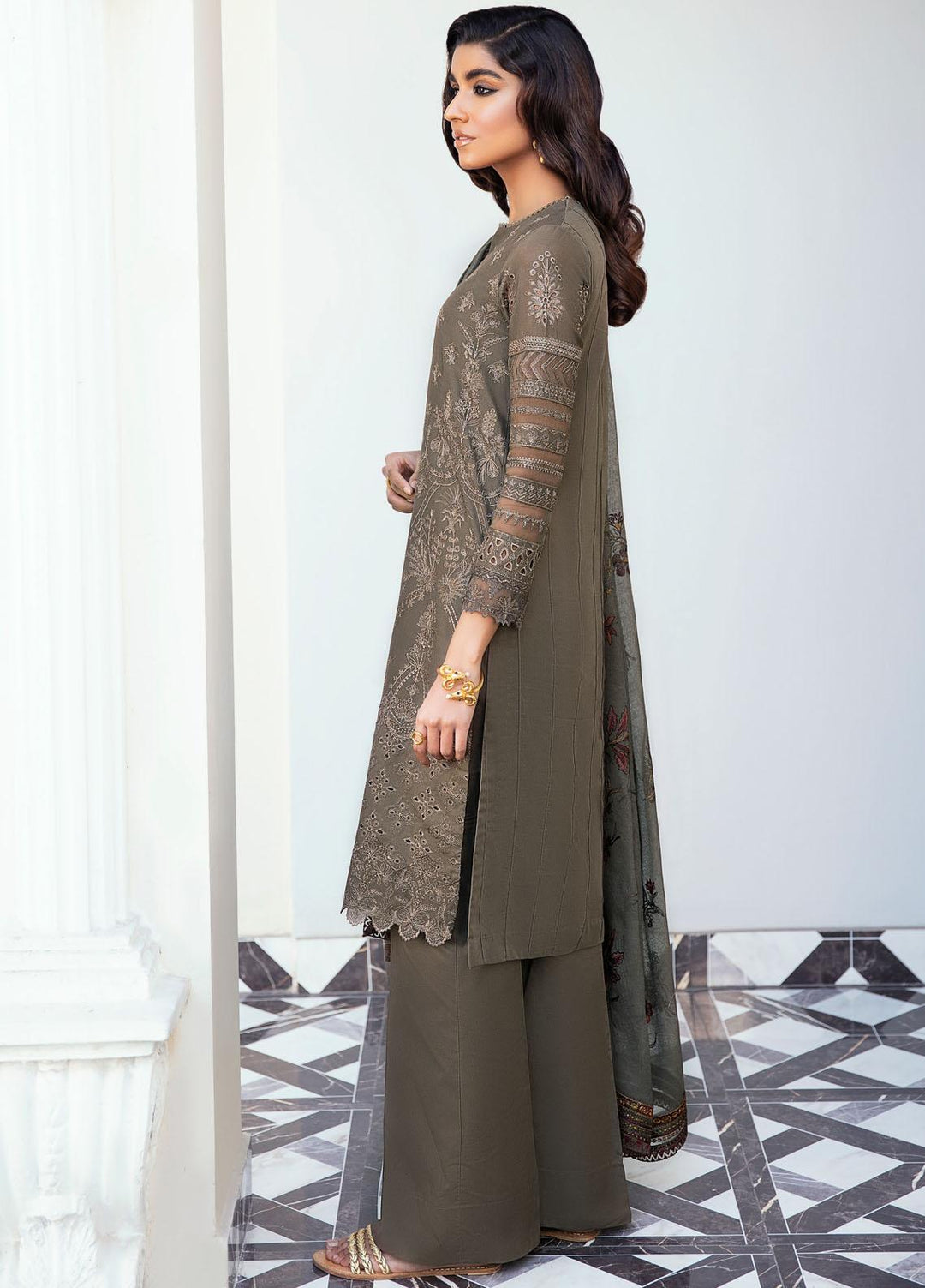 Iznik Embroidered Lawn Suits Unstitched 3 Piece IZ22SV 01 Pebble - Luxury Collection