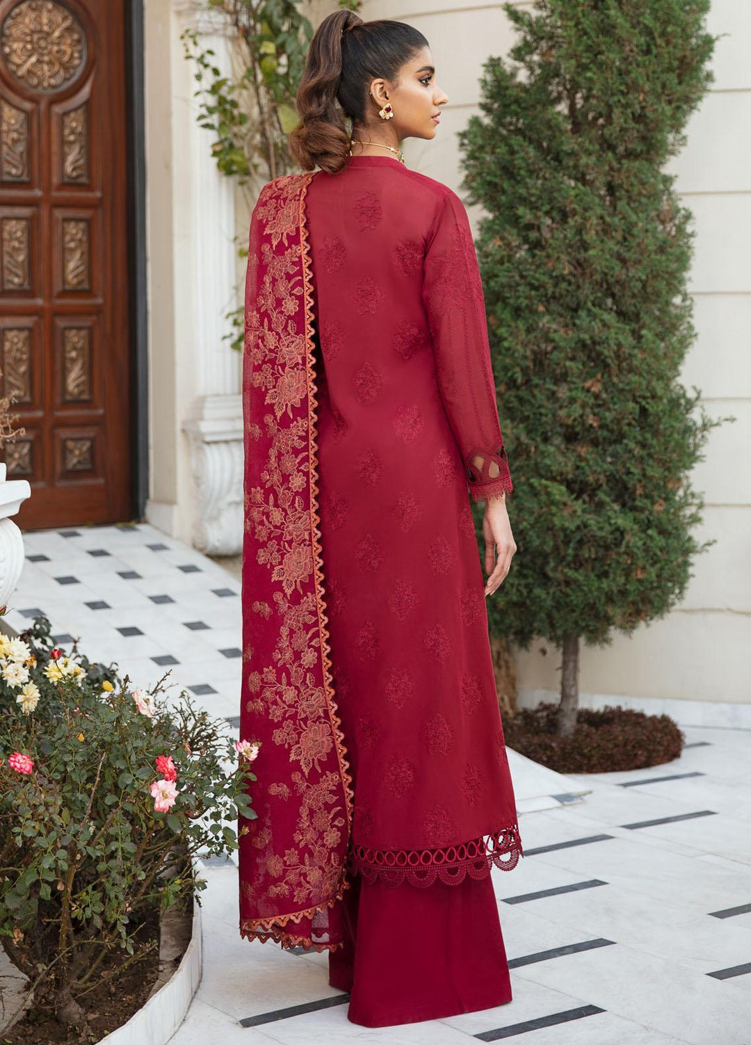 Iznik Embroidered Lawn Suits Unstitched 3 Piece IZ22SV 07 Scarlatta - Luxury Collection