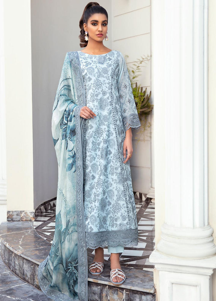 Iznik Embroidered Lawn Suits Unstitched 3 Piece IZ22SV 11 Celeste - Luxury Collection