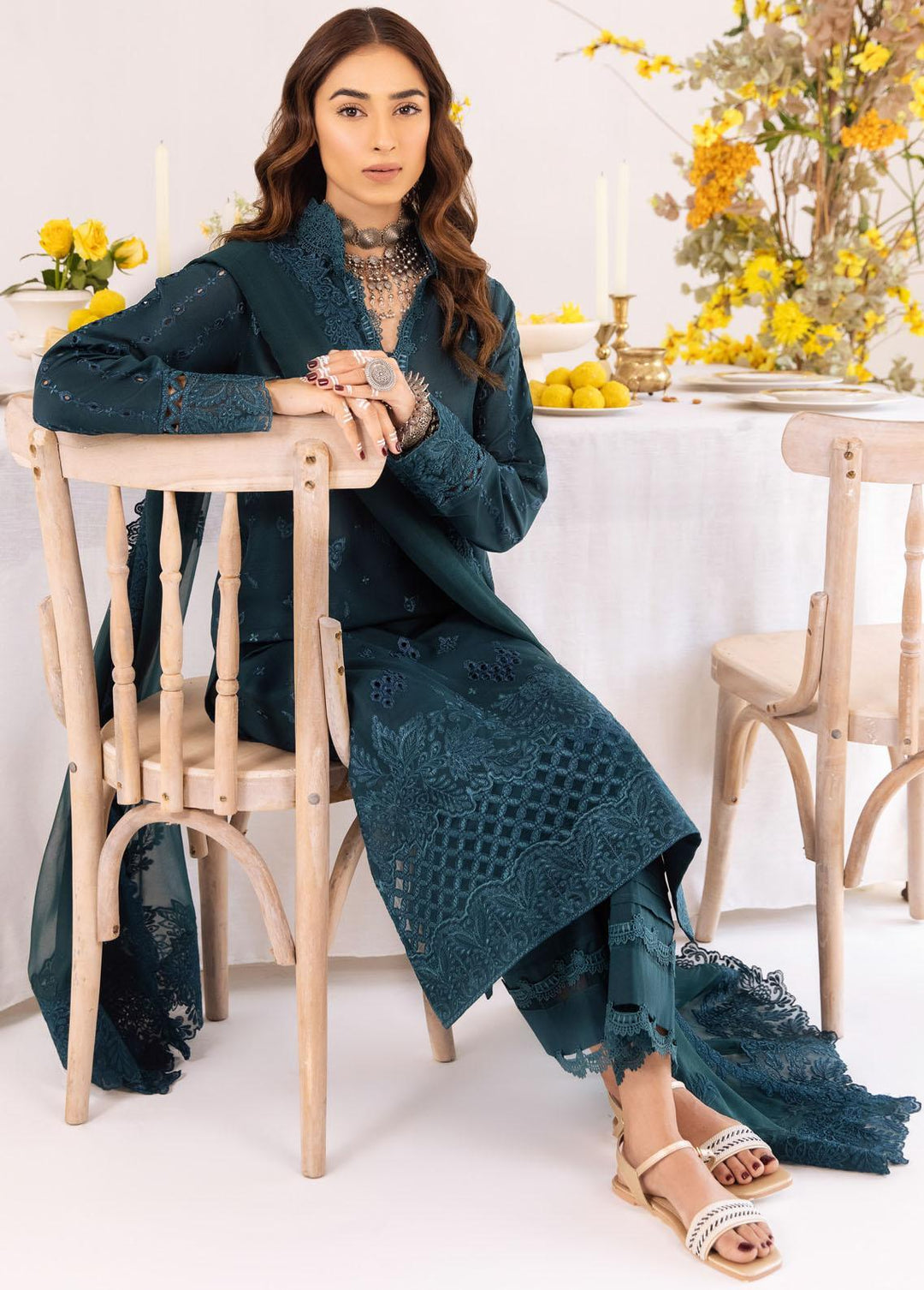 Iznik Embroidered Lawn Suits Unstitched 3 Piece IZ23E IE-03 Hushaima - Eid Collection