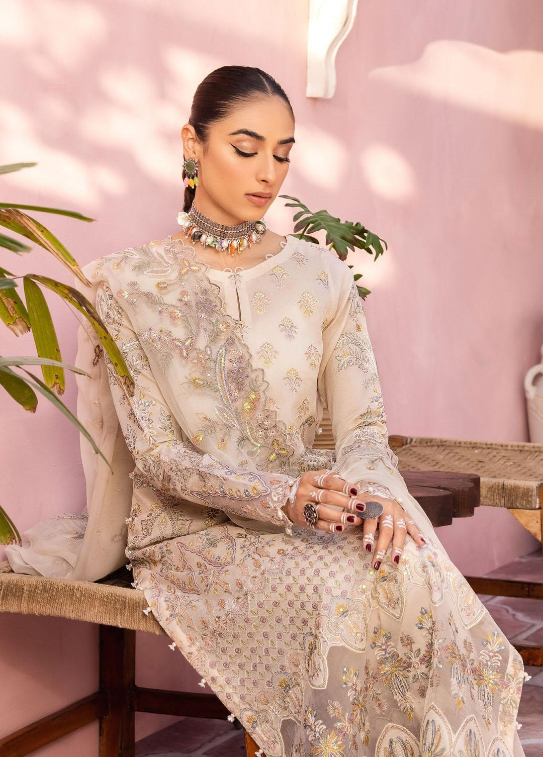 Iznik Embroidered Lawn Suits Unstitched 3 Piece IZ23E IE-10 Safwa - Eid Collection