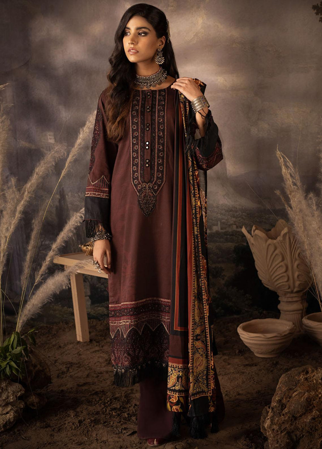 Iznik Embroidered Linen Suits Unstitched 3 Piece IZ21ZF ILC-09 Iba - Winter Collection