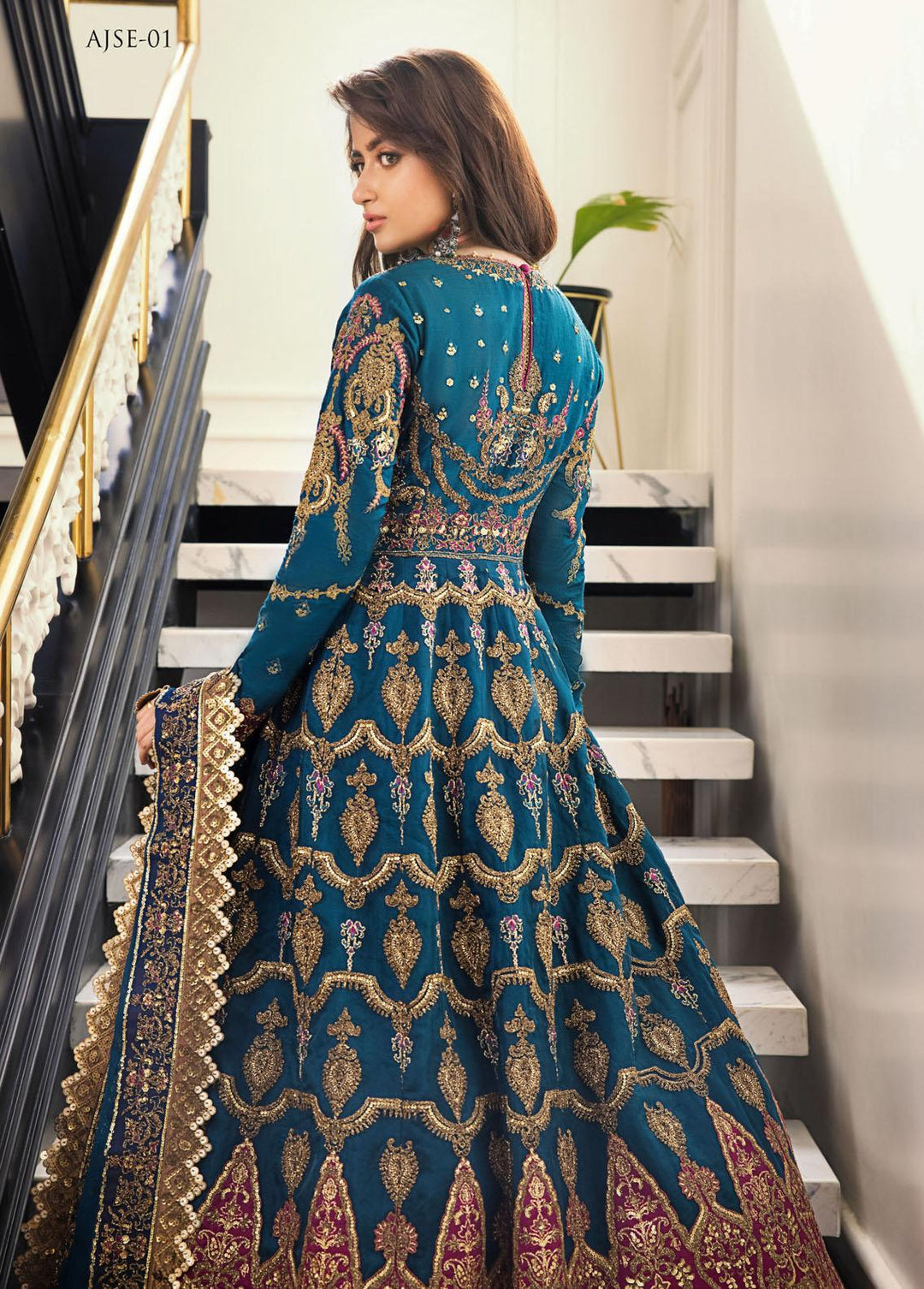 Jaan-e-Ada by Asim Jofa Embroidered  Suits Unstitched 3 Piece AJ22JA AJSE-01 - Luxury Collection