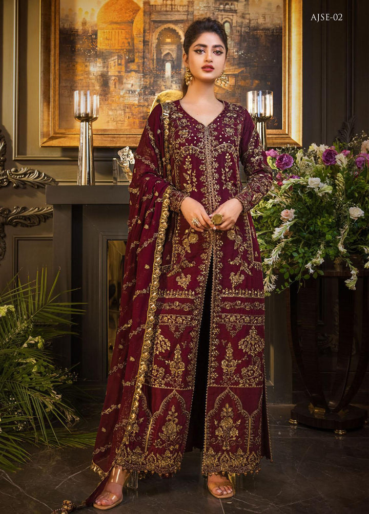 Jaan-e-Ada by Asim Jofa Embroidered  Suits Unstitched 3 Piece AJ22JA AJSE-02 - Luxury Collection