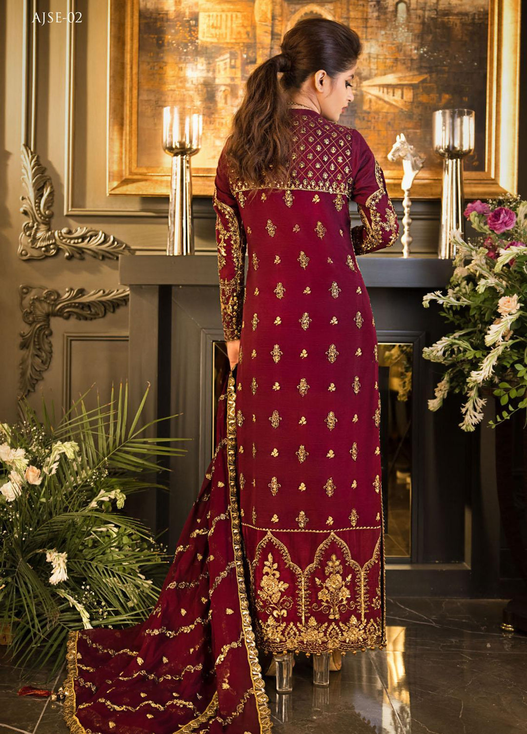 Jaan-e-Ada by Asim Jofa Embroidered  Suits Unstitched 3 Piece AJ22JA AJSE-02 - Luxury Collection