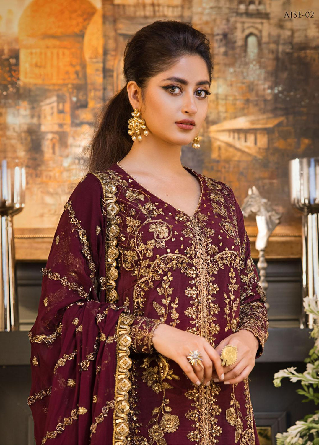 Jaan-e-Ada by Asim Jofa Embroidered  Suits Unstitched 3 Piece AJ22JA AJSE-02 - Luxury Collection