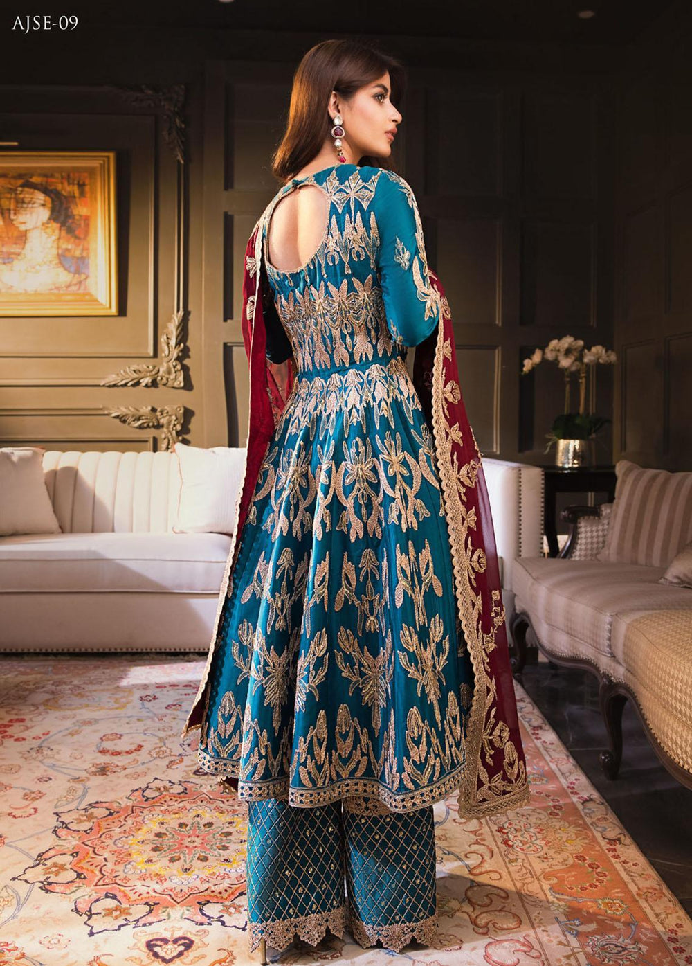 Jaan-e-Ada by Asim Jofa Embroidered  Suits Unstitched 3 Piece AJ22JA AJSE-09 - Luxury Collection