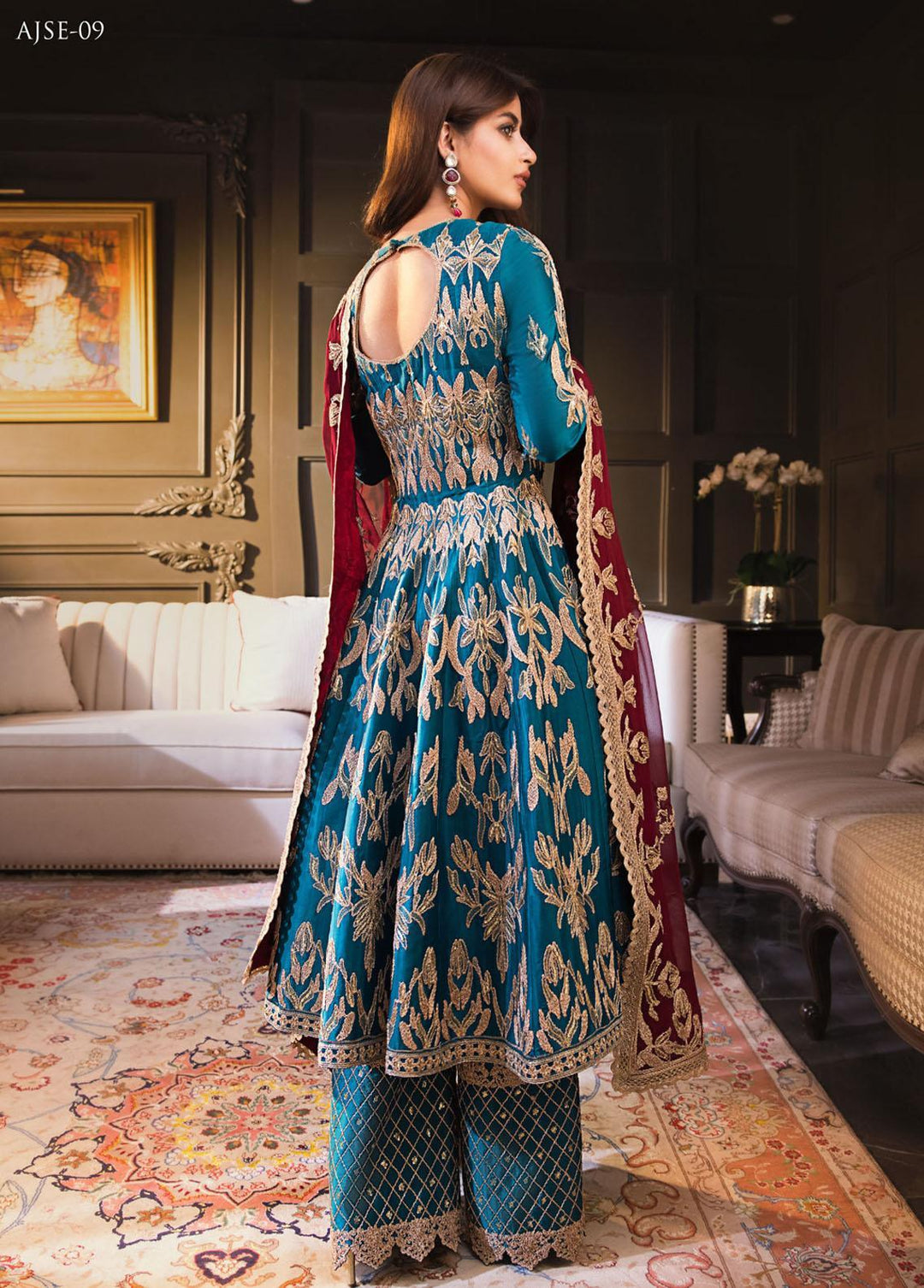 Jaan-e-Ada by Asim Jofa Embroidered  Suits Unstitched 3 Piece AJ22JA AJSE-09 - Luxury Collection