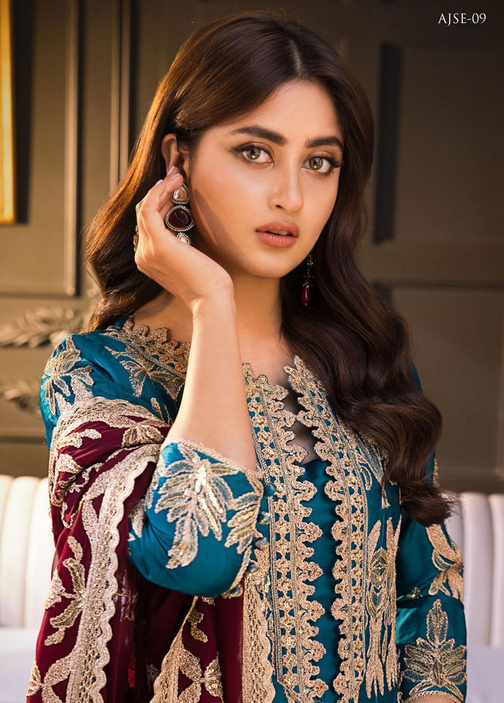 Jaan-e-Ada by Asim Jofa Embroidered  Suits Unstitched 3 Piece AJ22JA AJSE-09 - Luxury Collection