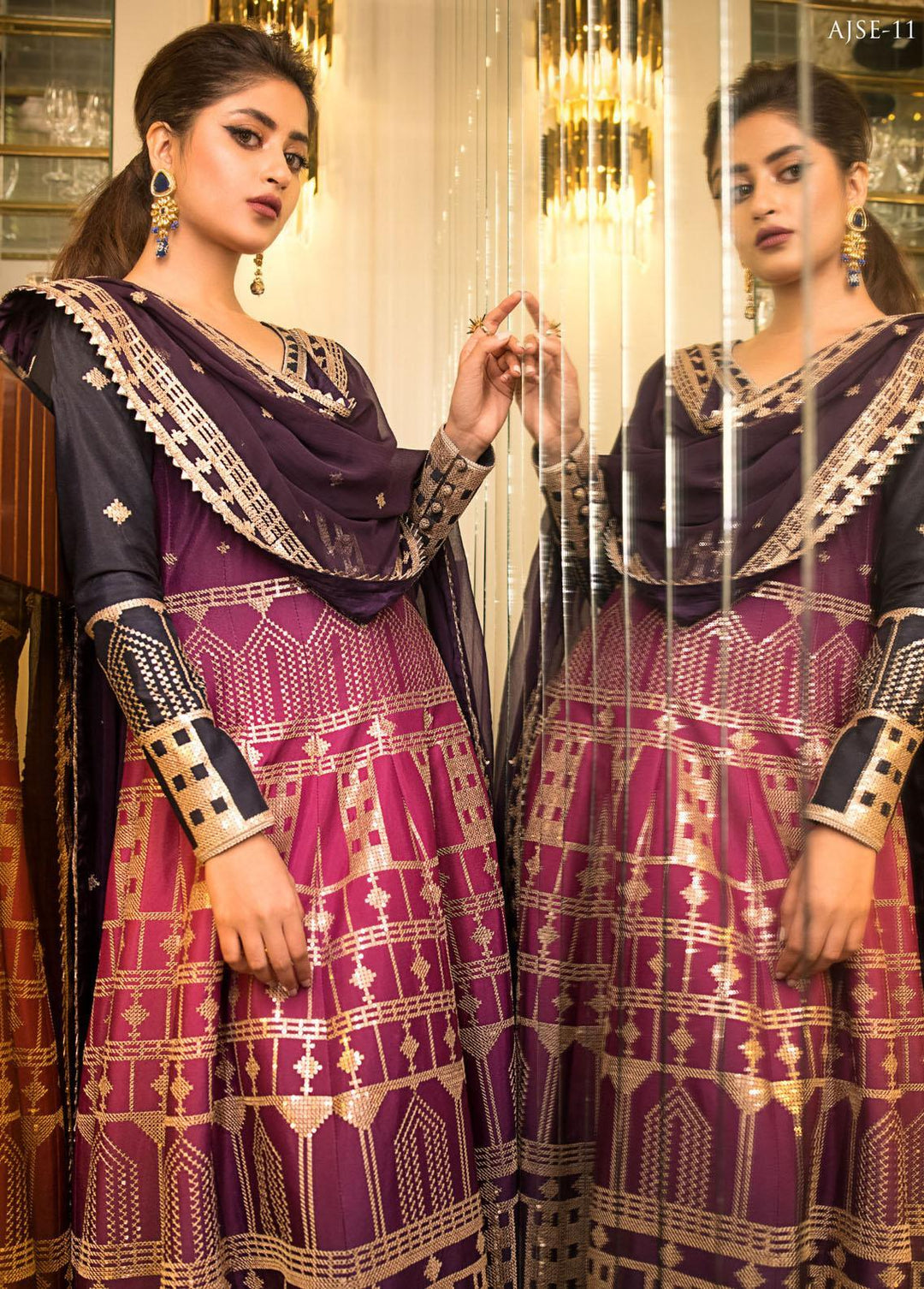 Jaan-e-Ada by Asim Jofa Embroidered  Suits Unstitched 3 Piece AJ22JA AJSE-11 - Luxury Collection