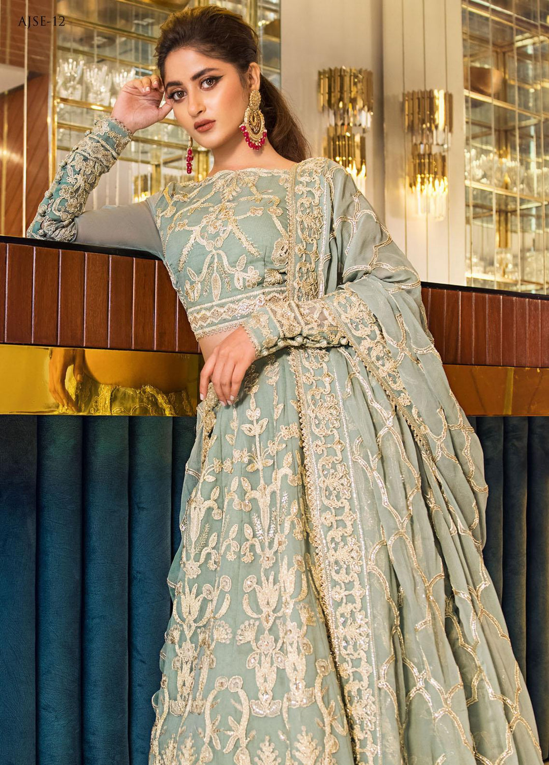 Jaan-e-Ada by Asim Jofa Embroidered  Suits Unstitched 3 Piece AJ22JA AJSE-12 - Luxury Collection