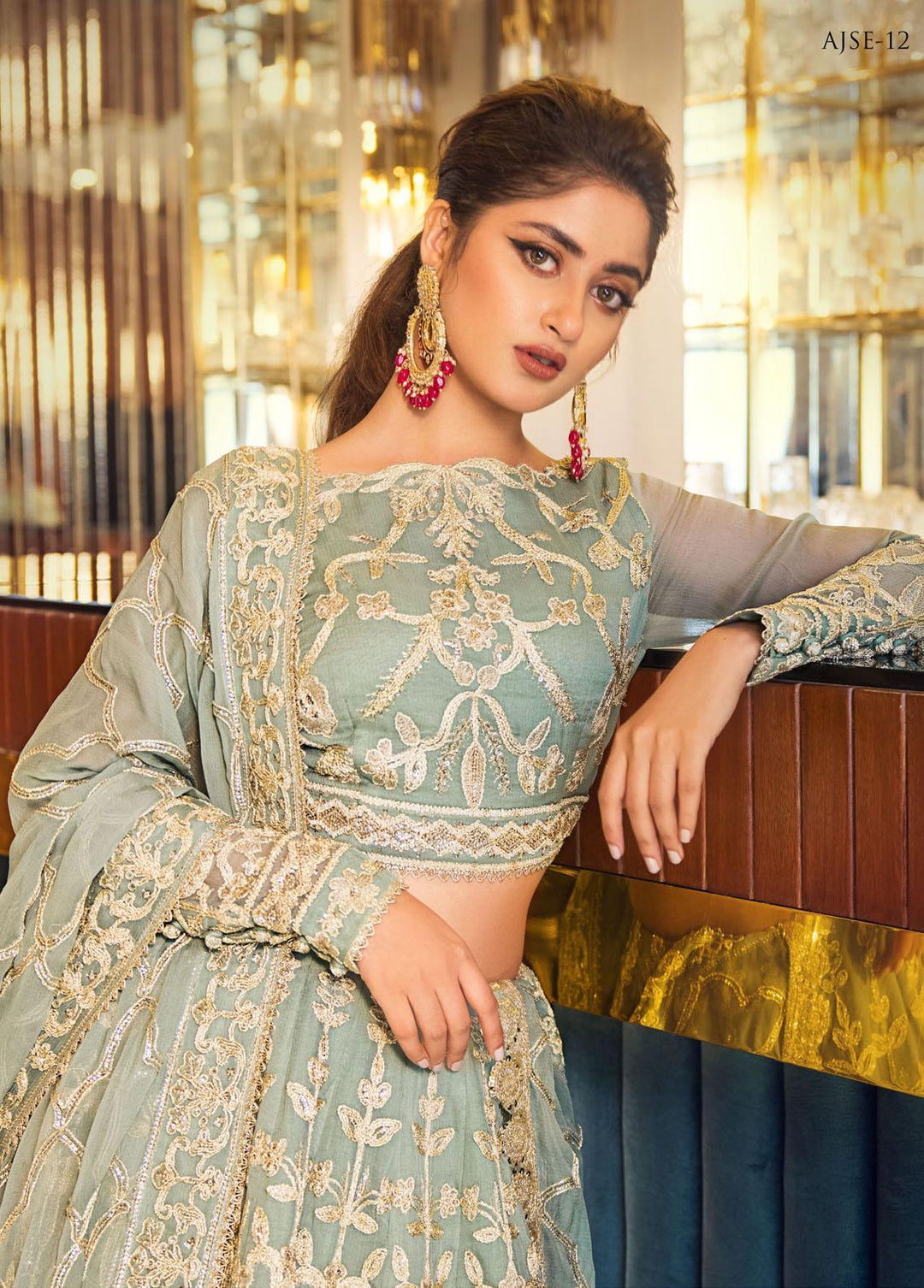 Jaan-e-Ada by Asim Jofa Embroidered  Suits Unstitched 3 Piece AJ22JA AJSE-12 - Luxury Collection