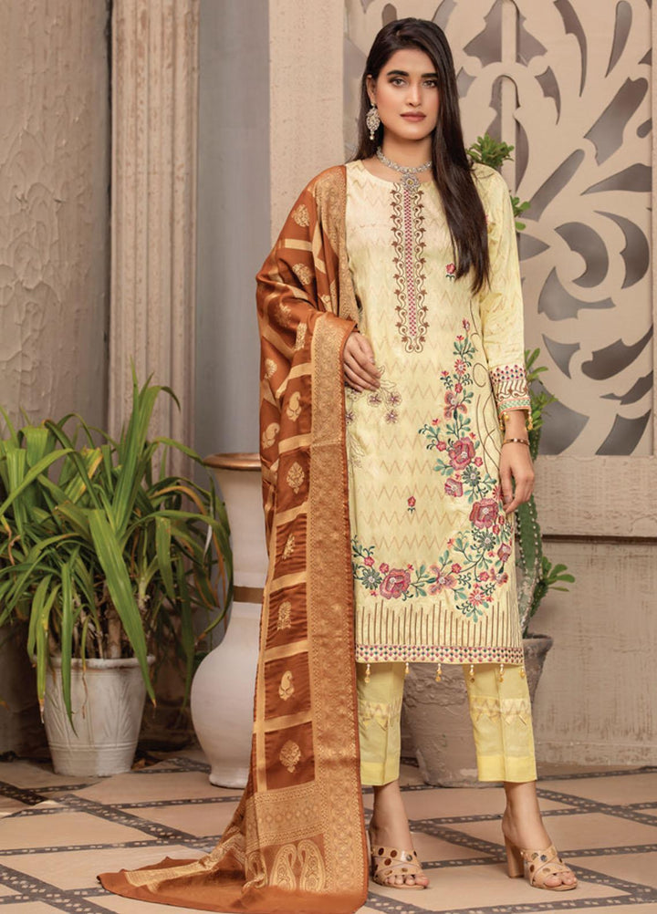 Jacquard Banarsi by MTF Embroidered Jacquard Banarsi Viscose Suits Unstitched 3 Piece MTF21JV D-01 - Winter Collection