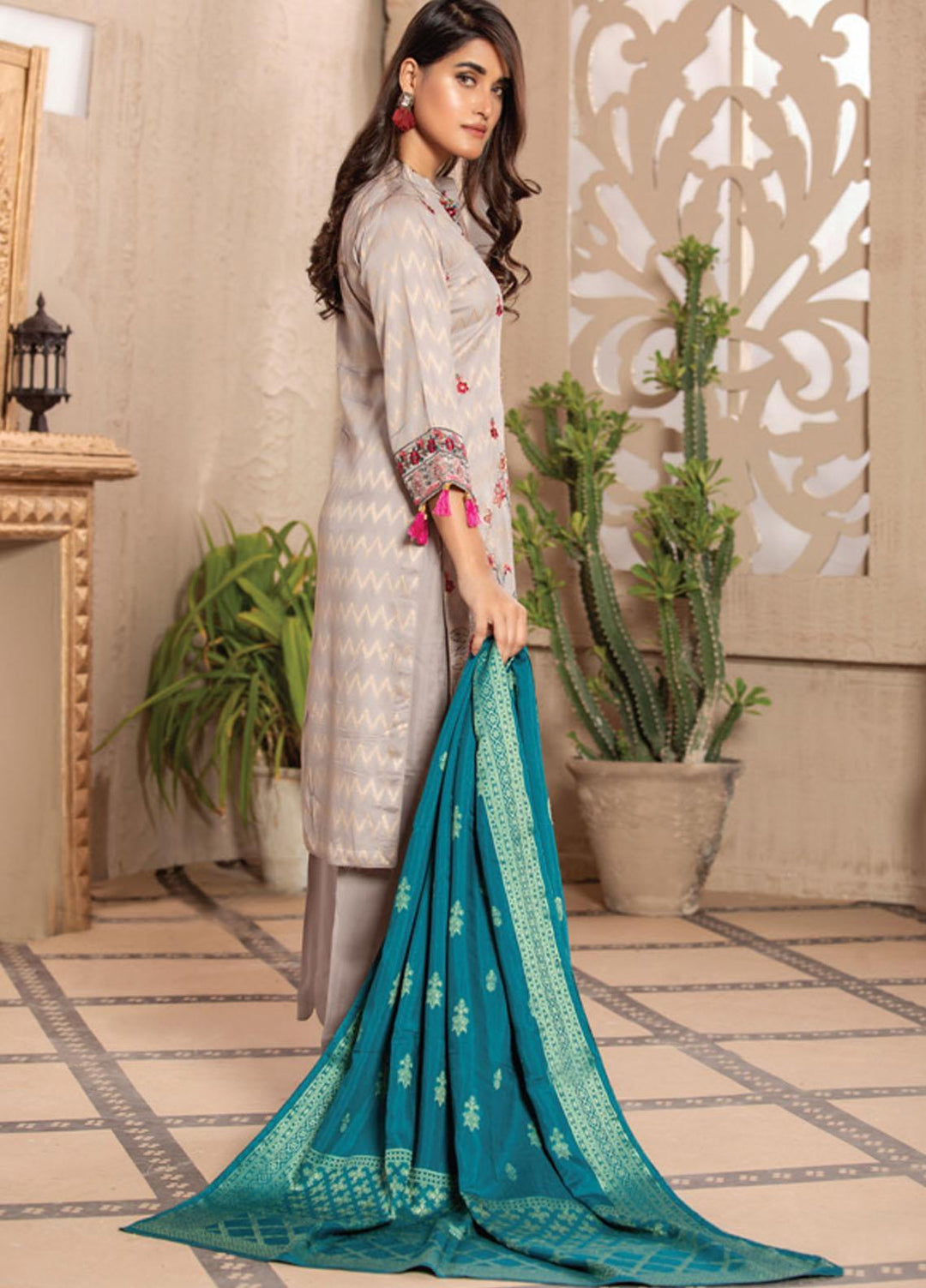 Jacquard Banarsi by MTF Embroidered Jacquard Banarsi Viscose Suits Unstitched 3 Piece MTF21JV D-02 - Winter Collection
