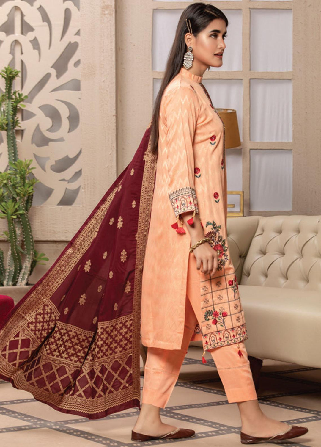 Jacquard Banarsi by MTF Embroidered Jacquard Banarsi Viscose Suits Unstitched 3 Piece MTF21JV D-03 - Winter Collection