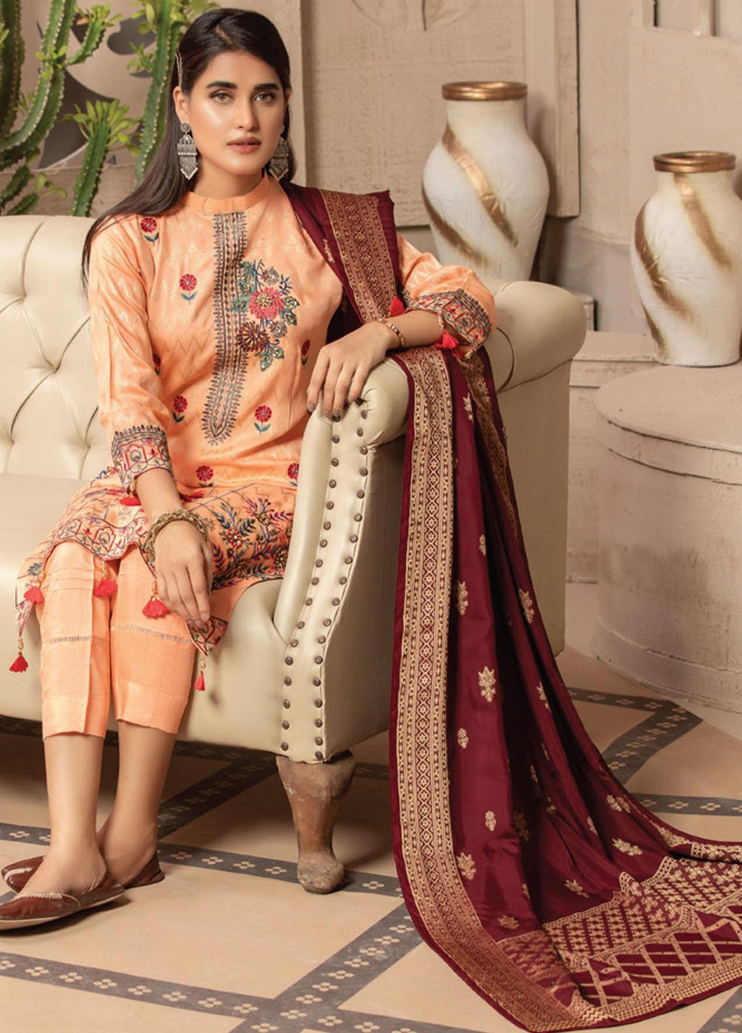 Jacquard Banarsi by MTF Embroidered Jacquard Banarsi Viscose Suits Unstitched 3 Piece MTF21JV D-03 - Winter Collection