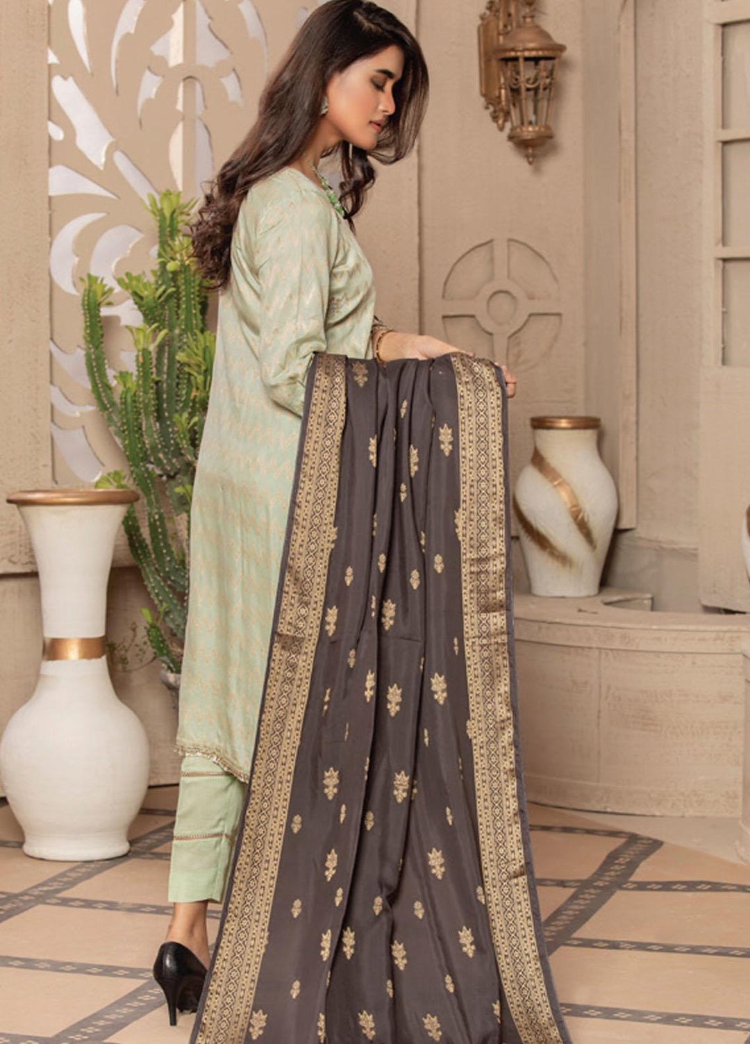 Jacquard Banarsi by MTF Embroidered Jacquard Banarsi Viscose Suits Unstitched 3 Piece MTF21JV D-04 - Winter Collection