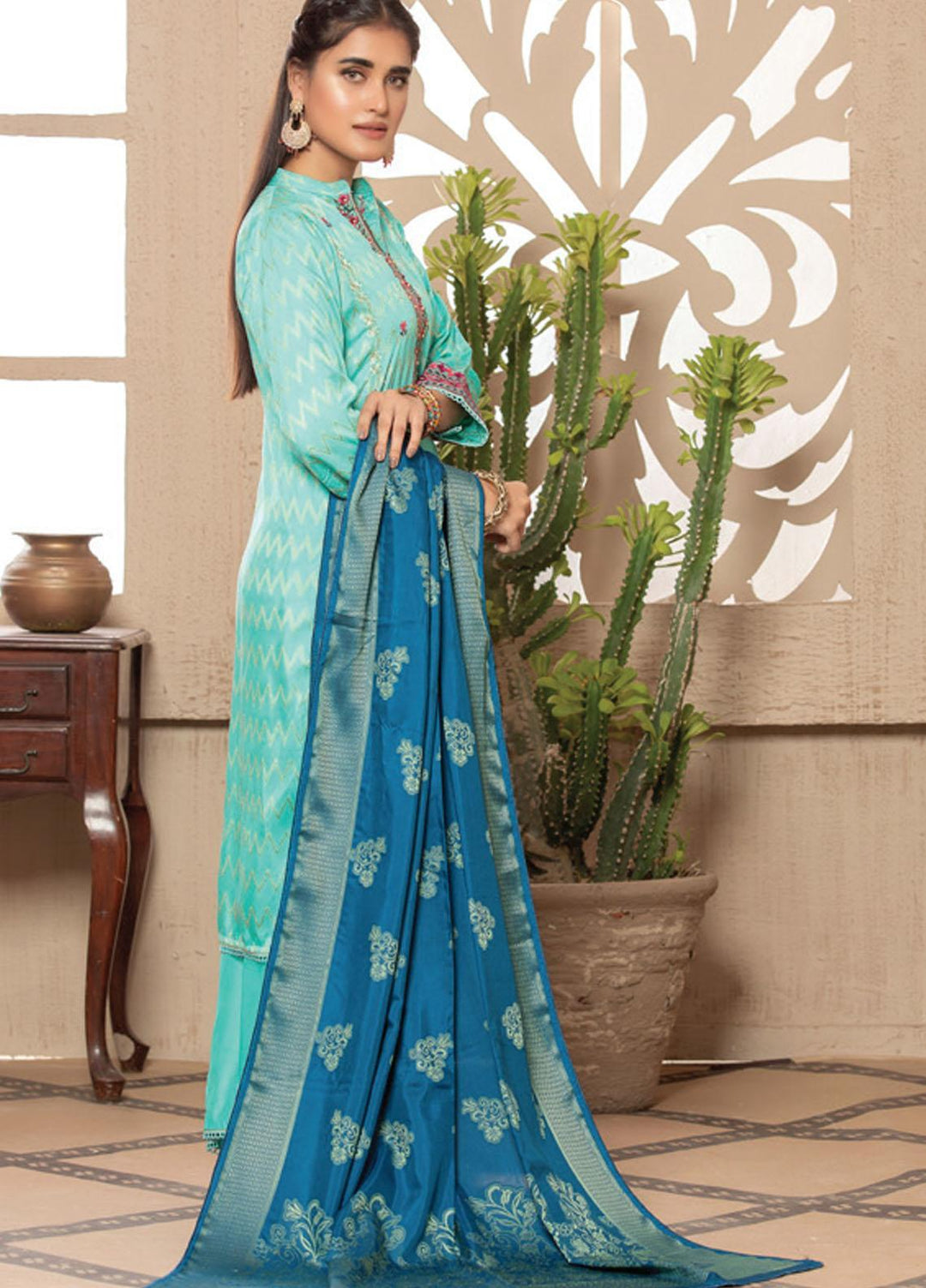 Jacquard Banarsi by MTF Embroidered Jacquard Banarsi Viscose Suits Unstitched 3 Piece MTF21JV D-06 - Winter Collection