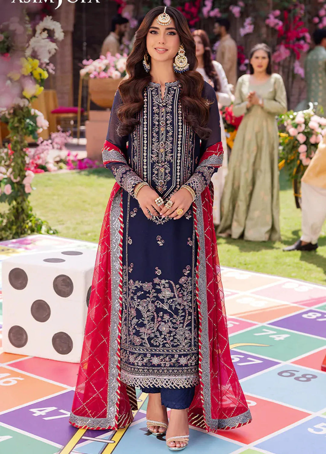 Jag Mag By Asim Jofa Embroidered Chiffon Suit Unstitched 3 Piece AJ24J AJMJ-07 - Festive Collection