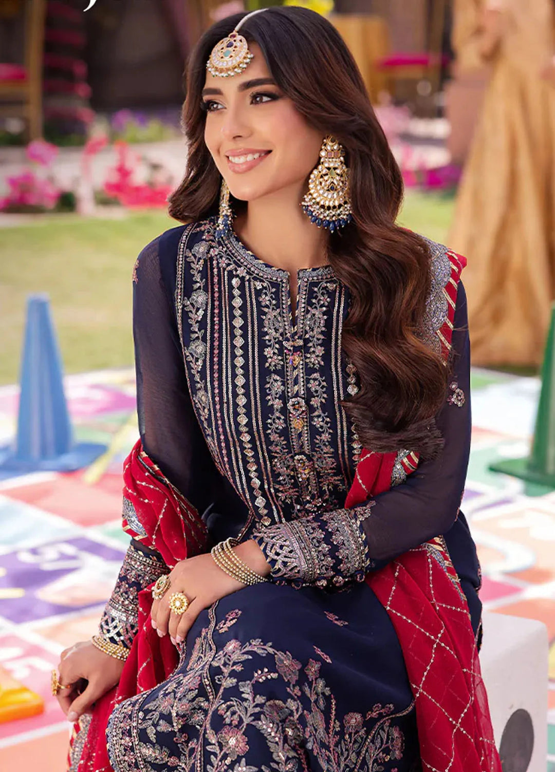 Jag Mag By Asim Jofa Embroidered Chiffon Suit Unstitched 3 Piece AJ24J AJMJ-07 - Festive Collection