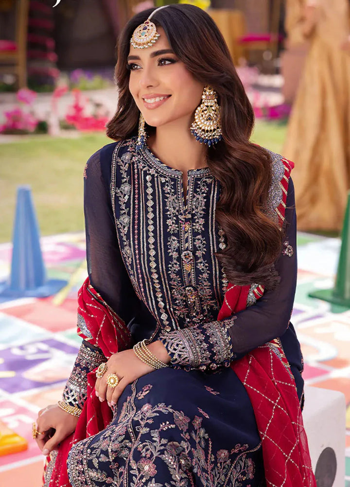 Jag Mag By Asim Jofa Embroidered Chiffon Suit Unstitched 3 Piece AJ24J AJMJ-07 - Festive Collection