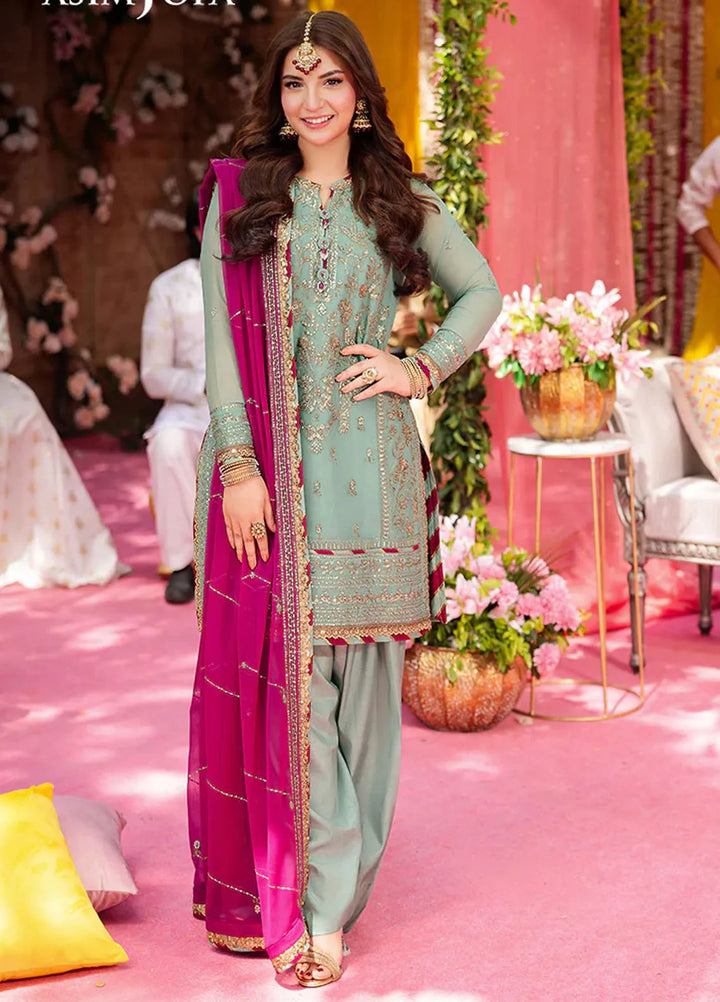 Jag Mag By Asim Jofa Embroidered Chiffon Suit Unstitched 3 Piece AJ24J AJMJ-08 - Festive Collection