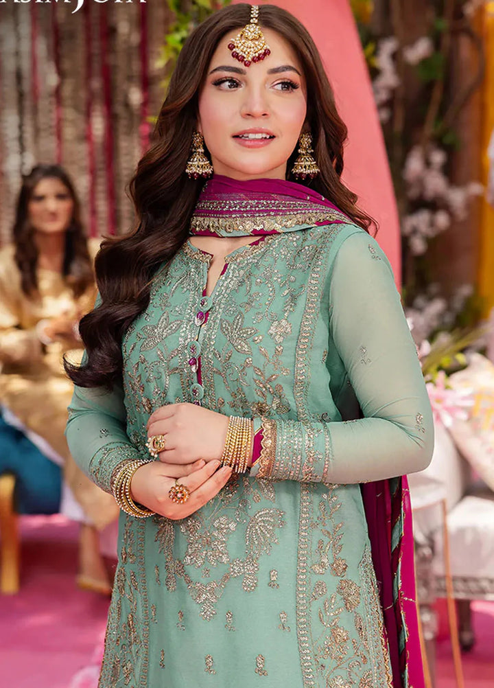 Jag Mag By Asim Jofa Embroidered Chiffon Suit Unstitched 3 Piece AJ24J AJMJ-08 - Festive Collection