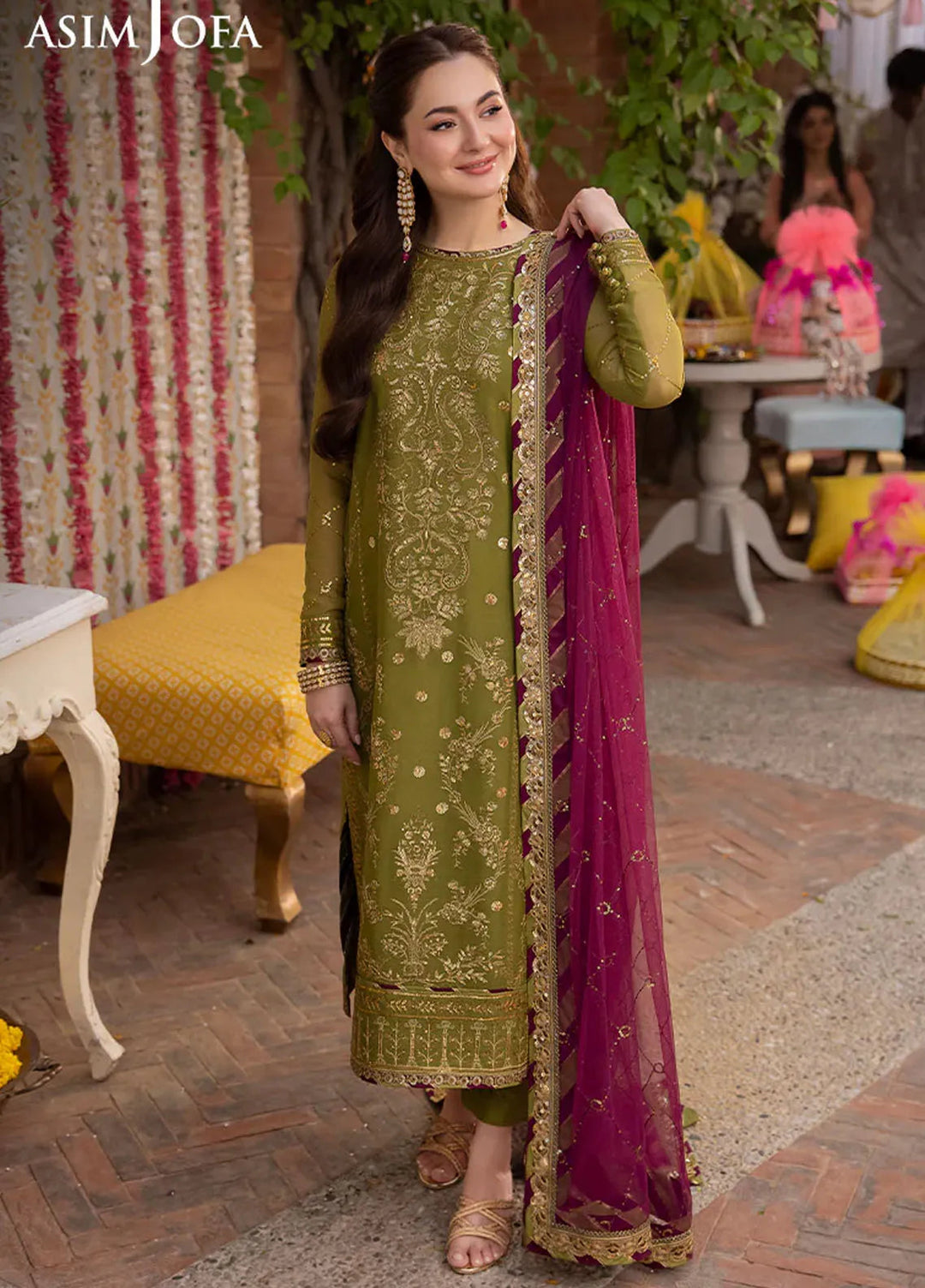 Jag Mag By Asim Jofa Embroidered Chiffon Suit Unstitched 3 Piece AJ24J AJMJ-16 - Festive Collection